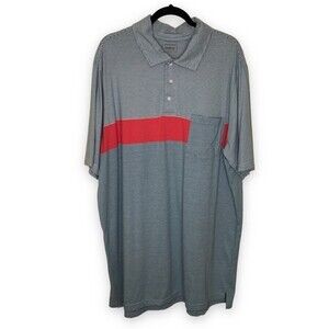 Foundry Supply Blue White Coral Stripe Short Sleeve Polo Shirt Mens Size 2XLT